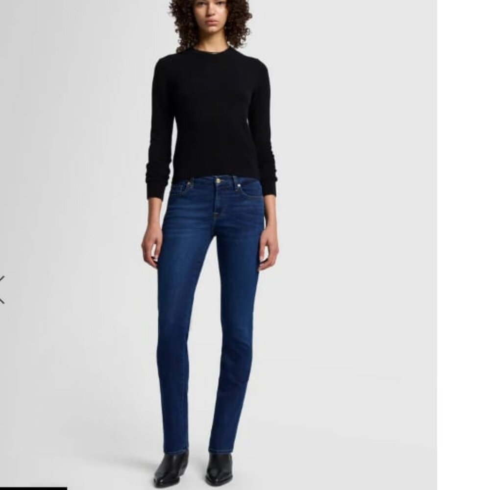 7 for ALL MANKIND B(air) Kimmie Straight Jeans Rinsed Indigo 24 MSRP $198